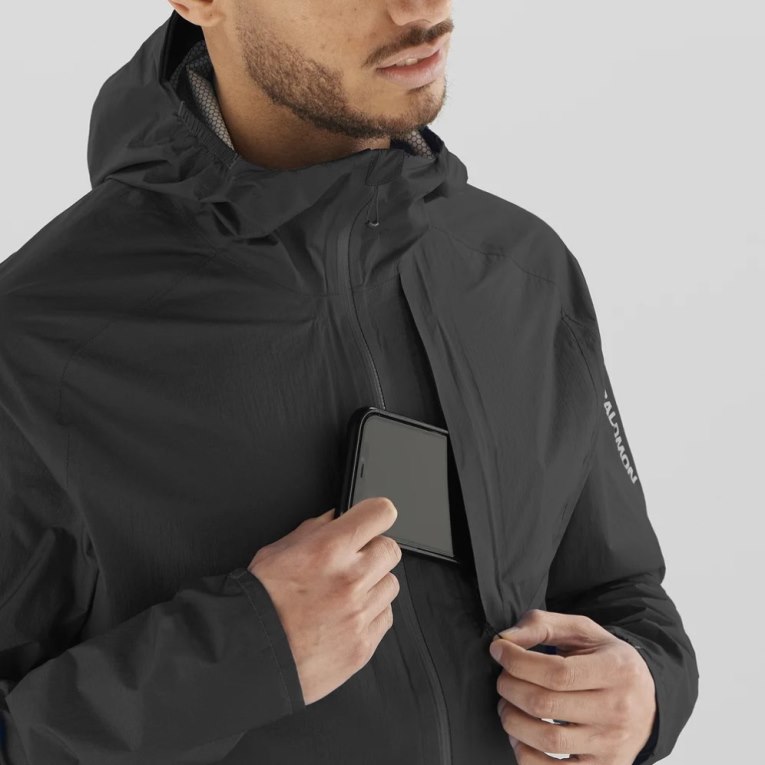 Black Salomon Bonatti Waterproof Men's Shell Jackets | IE FU3021